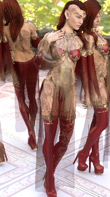 Our new character Saoirse, heavy in thought in her garden.